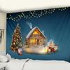 Crystal Christmas Tree Tapestry Xmas Art Wall Hanging Tapestry Christmas Lighthouse Snowflake Home Room Decoration Gift