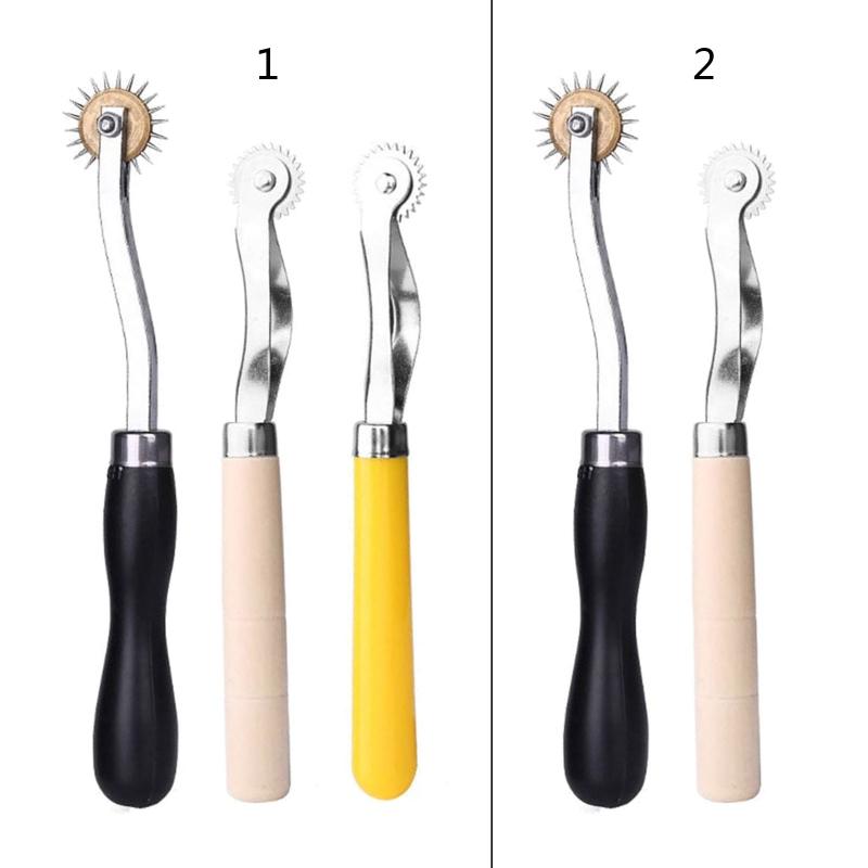 Stitch Marking Spacer with Wooden Handle Needle Point Tracing Wheel 2/3pcs Sewing Tools for Leather Craft Cloth Sewing