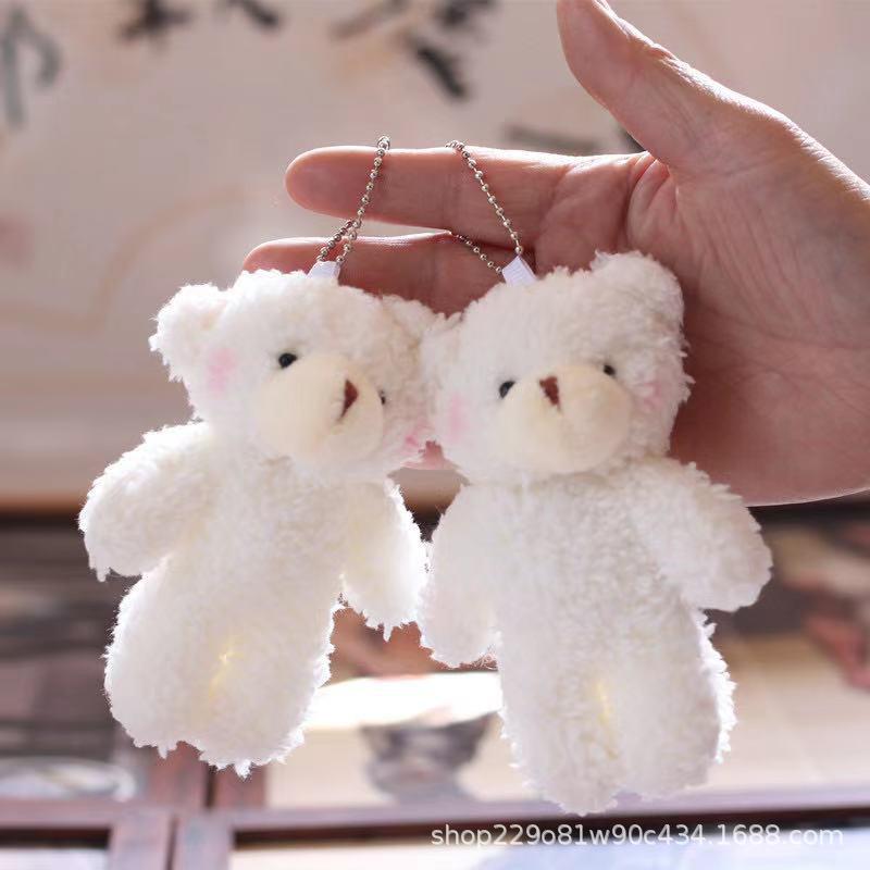 

Румяный плюшевый брелок-мишка с украшением в виде цветочного торта White Blush Bear