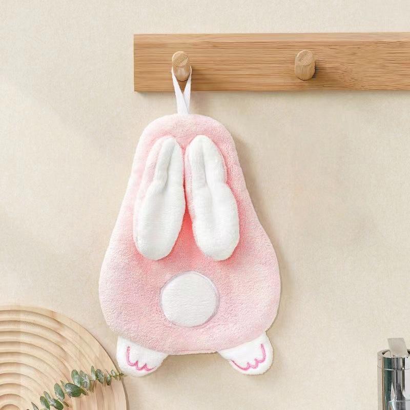 

1PC Bunny Hand Towel Gifts Coral Easter Decor Ultra-Soft Cute Rabbit Design Home Cartoon Bathroom Super Absorbent 18x27cm