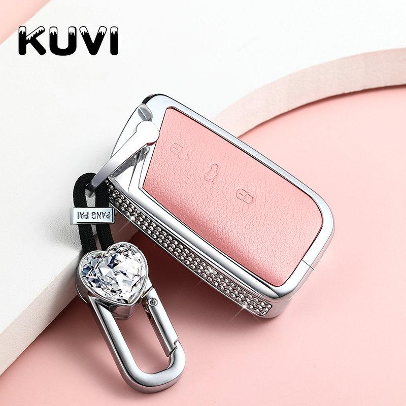 Alloy Leather Car Key Case Cover Holder Case For Vw Volkswagen Magotan Passat B8 Skoda Superb Kodiaq A7 Car Styling Accessorise