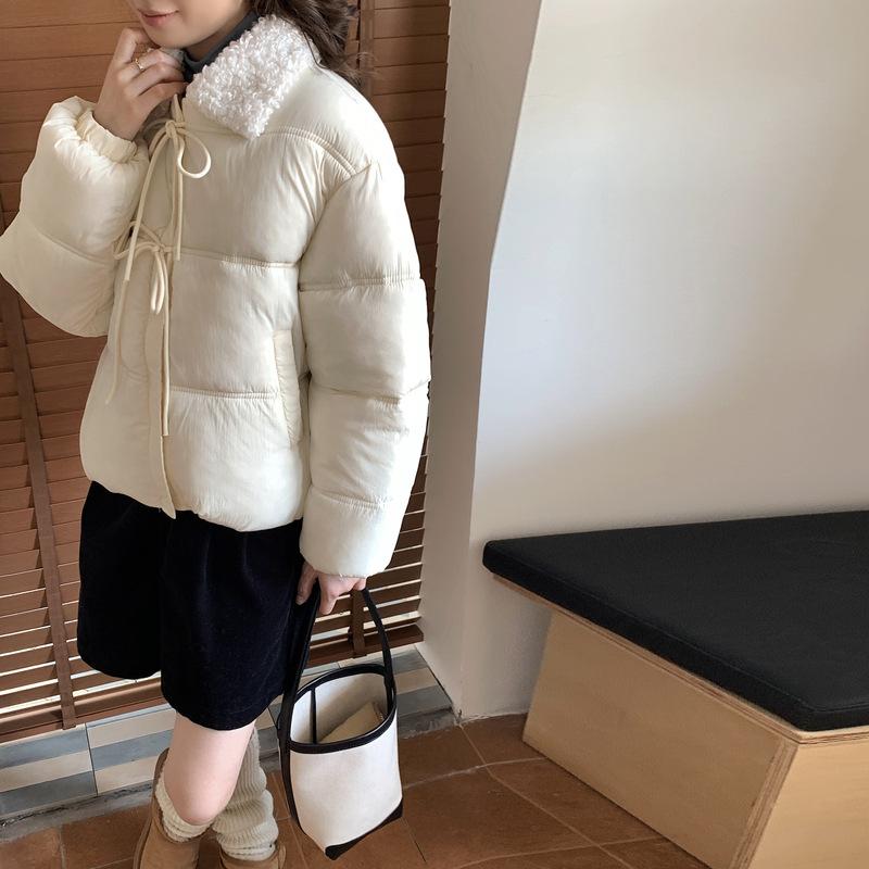 New Winter Style Lamb Wool Short Down Cotton Coat for Women, Sweet Style, Sweet Cotton Coat, Thickened Cotton Jacket