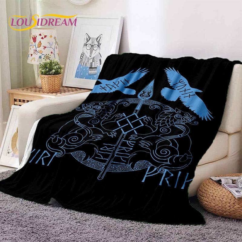Nordic Viking Odin Valhalla Valknut Soft Blankets,Keep Warm Throw Blanket Comfortable Blanket for Picnic Beds Sofa Home Bedroom