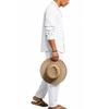 2026 European Men's Casual Loose Linen Lapel Shirt & Long Pants Set - Breathable Cotton Blend