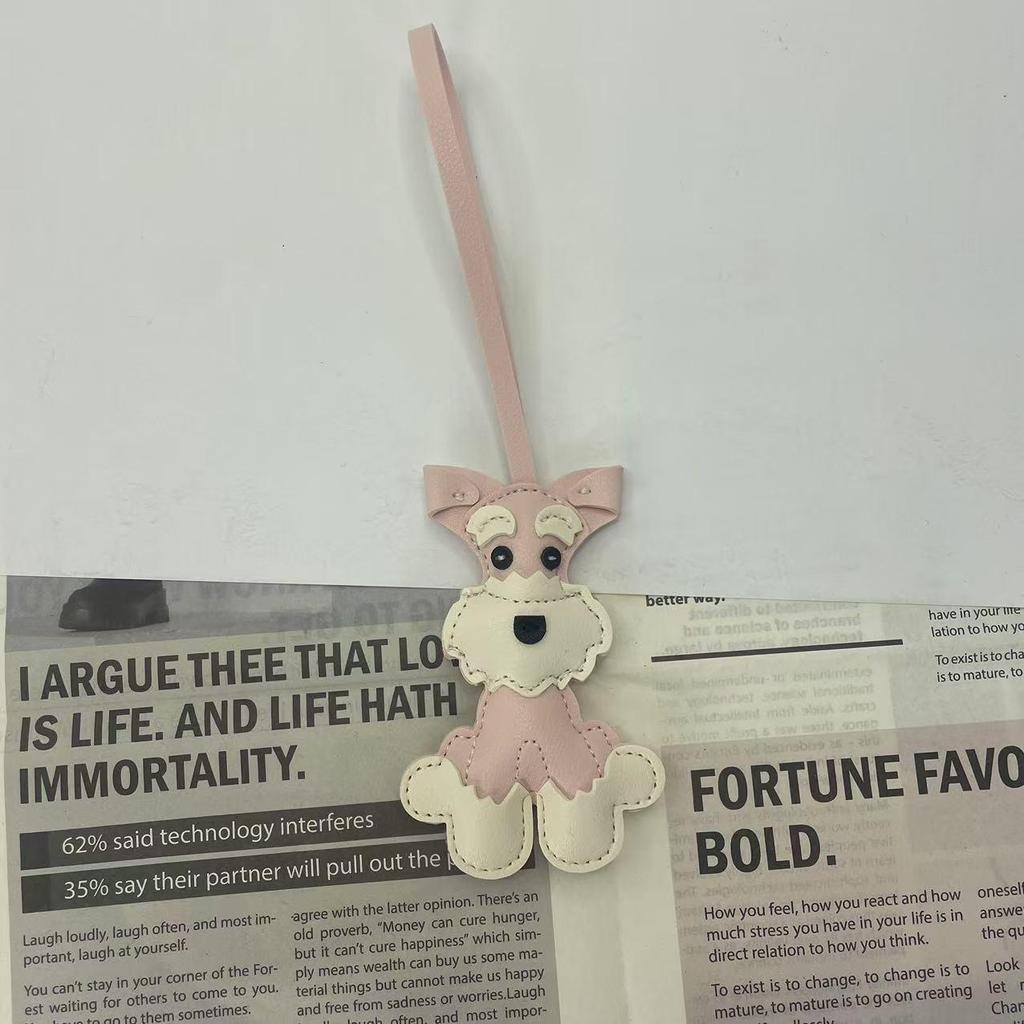 Schnauzer Puppy Leather Keychain Bag Charm