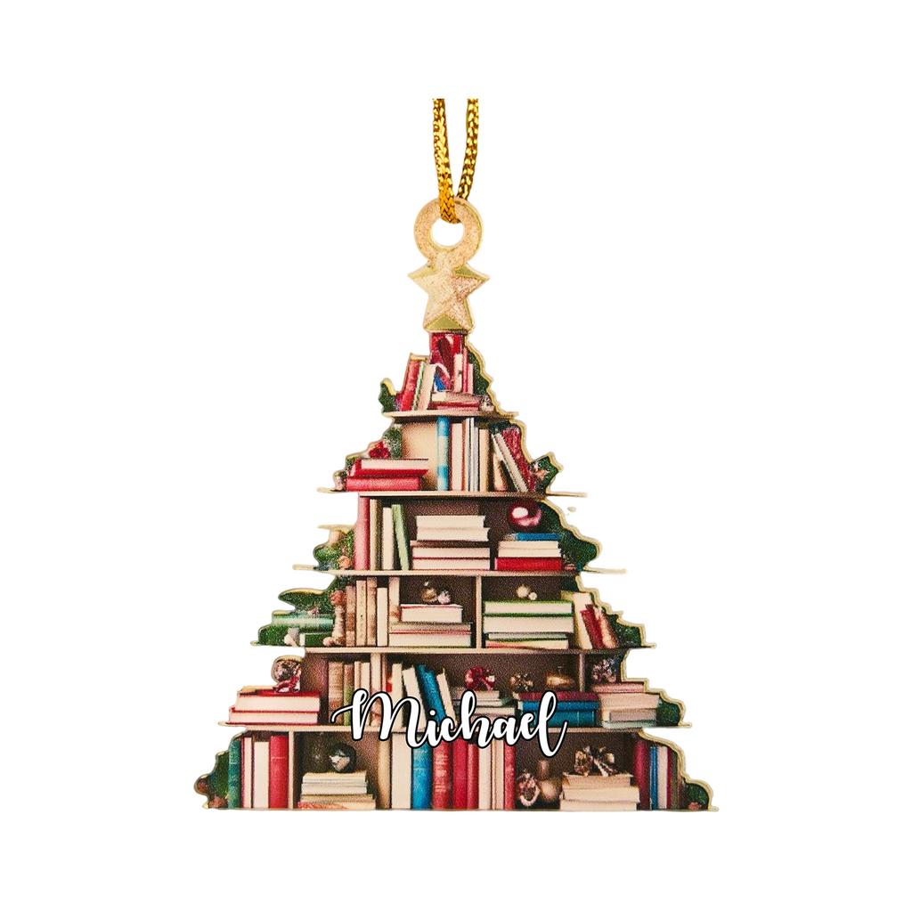 Christmas Book Tree Ornament ACRYLIC, Book Gift, Book Lover Gift, Book Ornament, Book Gift, Book Lover Gift, Librarian Gift