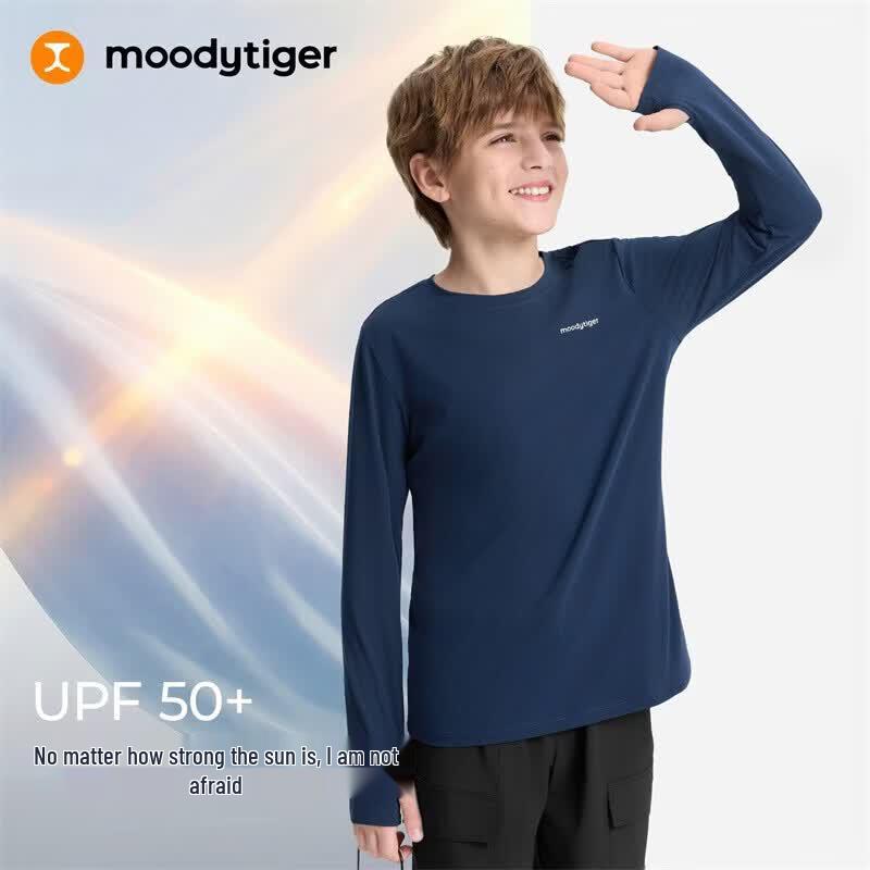 MoodyTiger Kids' Long-Sleeve Athletic UV Protection T-Shirt