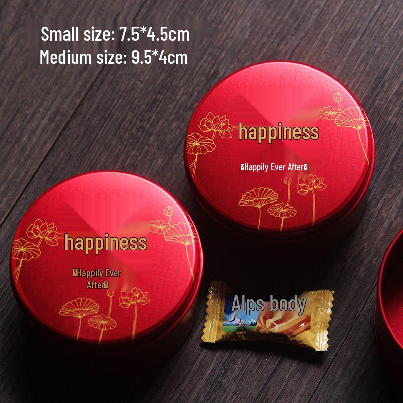 Round Tinplate Wedding Candy Box - Chinese Style Metal Gift Box for Weddings