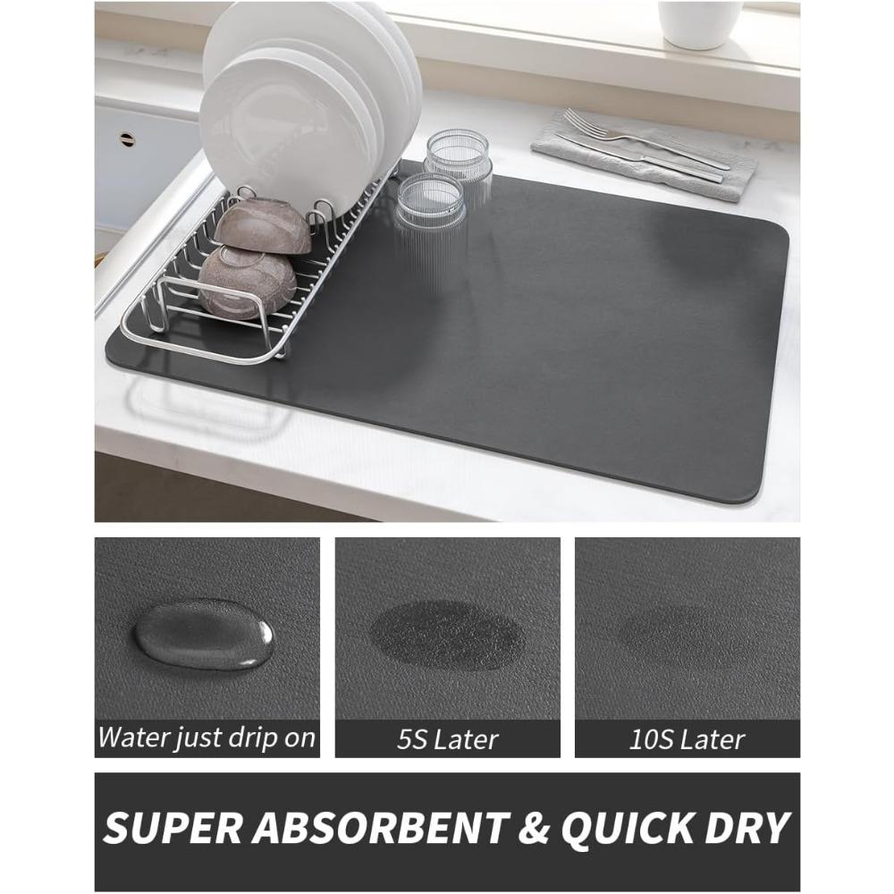 Dish Drying Mat 11x16 Inch Dish Drying Mats for Kitchen Counter,Coffee Bar Mat,Self Dish Drying Pad Water Absorbent Dry Mats