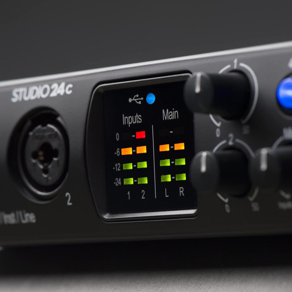 PreSonus Studio 24c Interface 24Bit 192kHz 2 Compatible Studio One Artist Bundle Audio/MIDI Input/Output USB-C