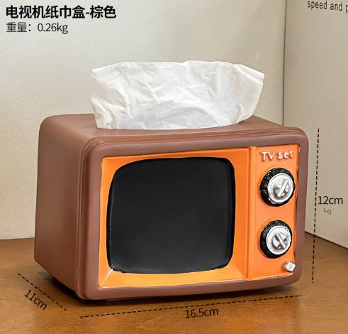 Retro Vintage TV Shape Toilet Paper Holder Storage Box Bathroom Kitchen Home Decor Compact TV-Shaped Container Accessories