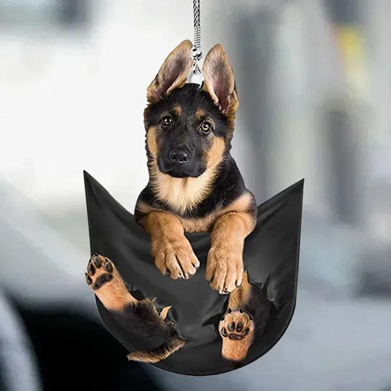 Car Pendant Cute Pet Mini Puppy Shape Interior Ornament Hanging Rearview Mirror Car Hanging Toy Gift Car Accessories Tools New