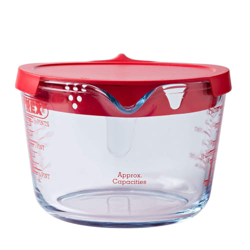 Synergy Trading Pyrex Measuring Cup with Lid and Handle, Heat-Resistant, 1.0L, Red