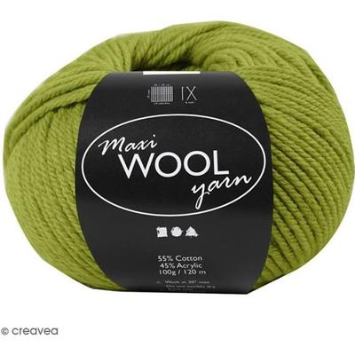 Ball of Wool - Creotime - Maxi Wool Yarn - 100 G - Olive Green - 55% Wool, 45% Polyacrylic