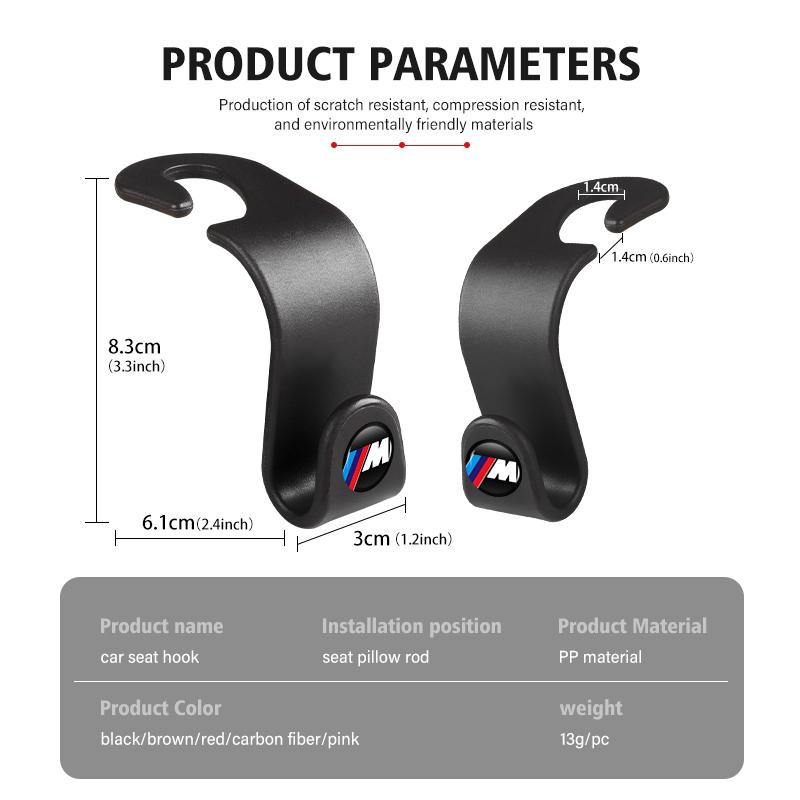 Car Rear Seat Hanging Holder Organizer Back Seat Headrest Hook For BMW Performance M E87 E30 E46 E28 F35 G20 E93 F20 X3 X NTP2