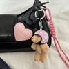 Heart Keyring Phone Keychain Creative Car Key Chain Helmet Bear Keyrings Hanging Ornaments Bag Charm for Woman