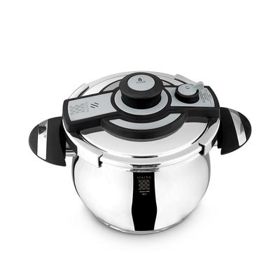 Panela de Pressão de Aço Inoxidável 6L, Lavável na Máquina de Lavar Louça, Compatível com Indução, Trava de Segurança