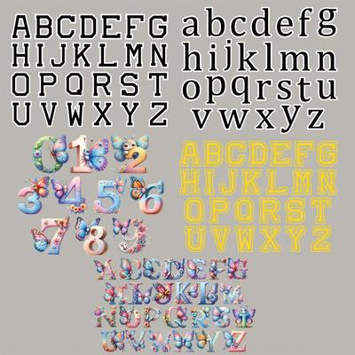 Floral Alphabet Thermal Stickers Hot Tear Words Black Gold Stripes Heat Press Appliqued Diy Accessory Sticker Iron-On Transfers