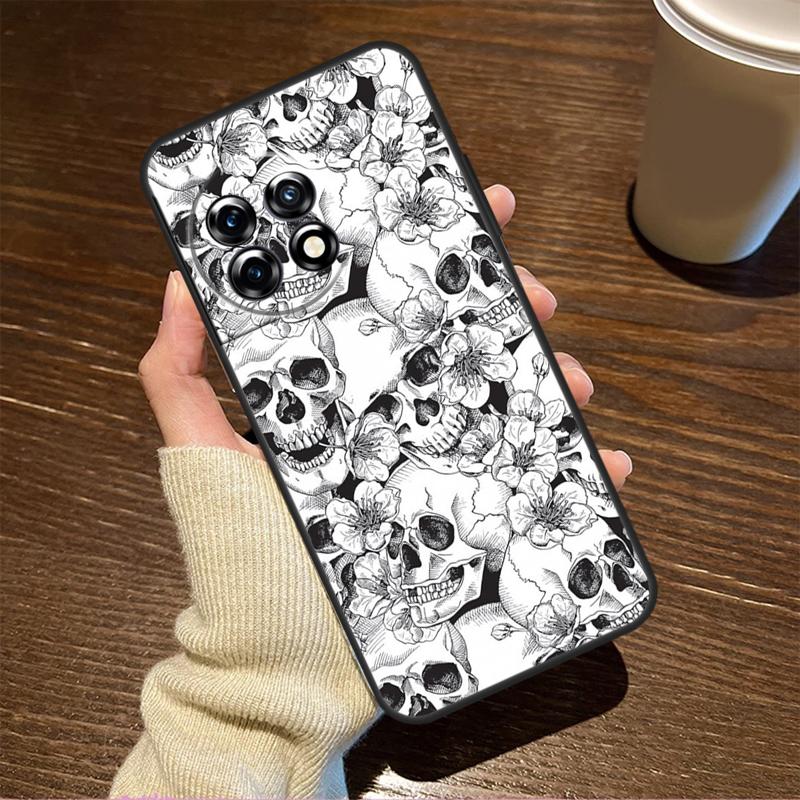 Gothic Floral Skull For OnePlus 15R 13 12 11 9 Pro 12R 13R 10T 13T Case For OnePlus Nord 5 CE 2 3 4 Lite N20 N30