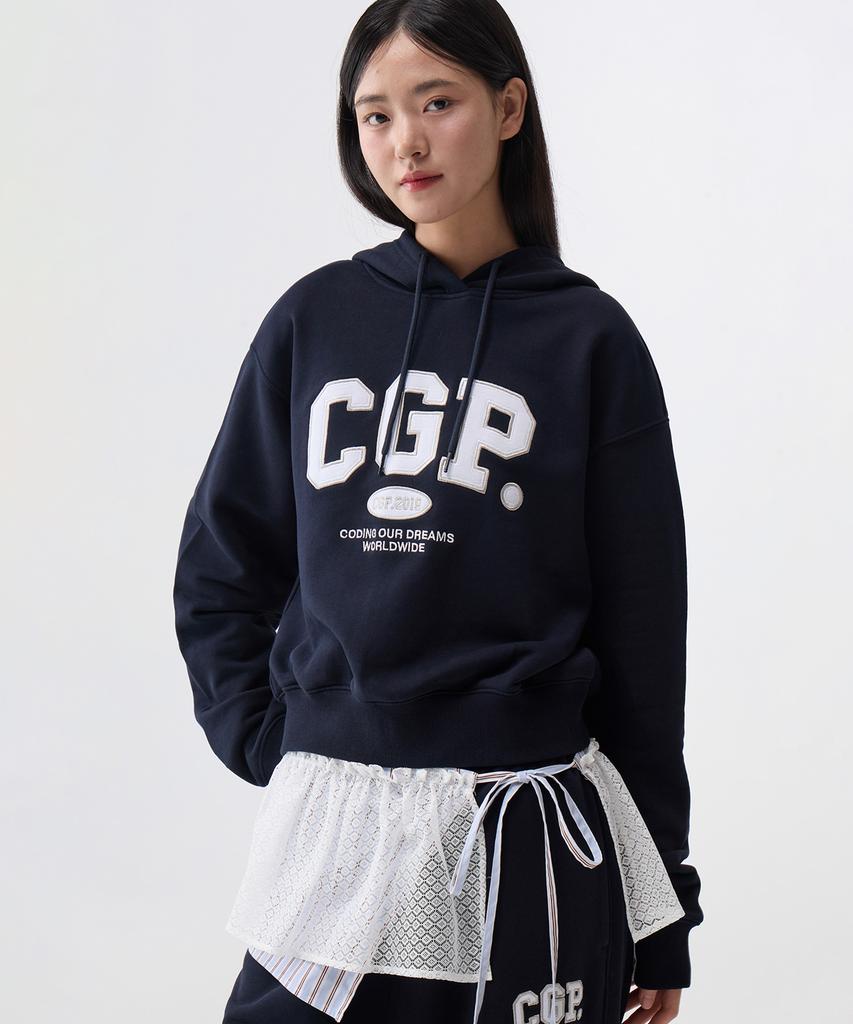 (Women'S) Cgp Arch Logo Crop Hoodie_Navy
