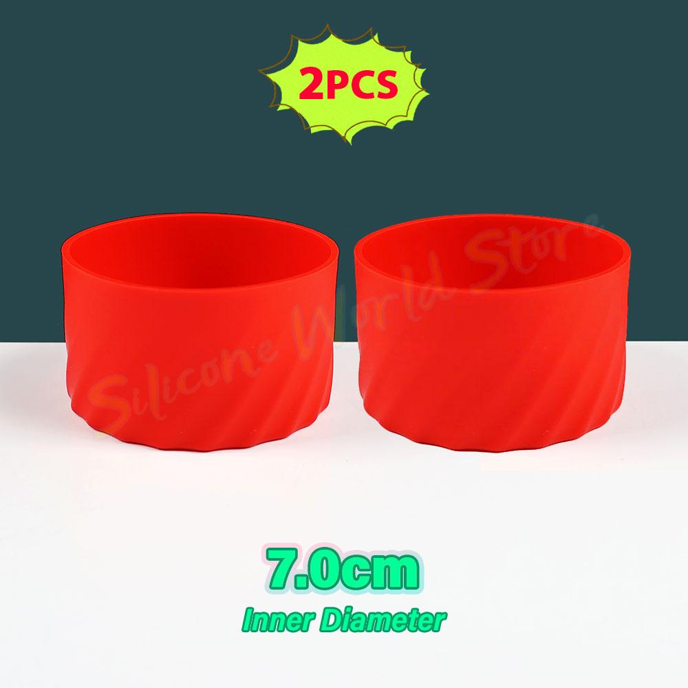 SW 2PCS 7.0CM Water Cup Silicone Boots Thermos Protective Cover Silica Gel Bottom Sleeve Anti-Slip Scratch-resistant for Stanley