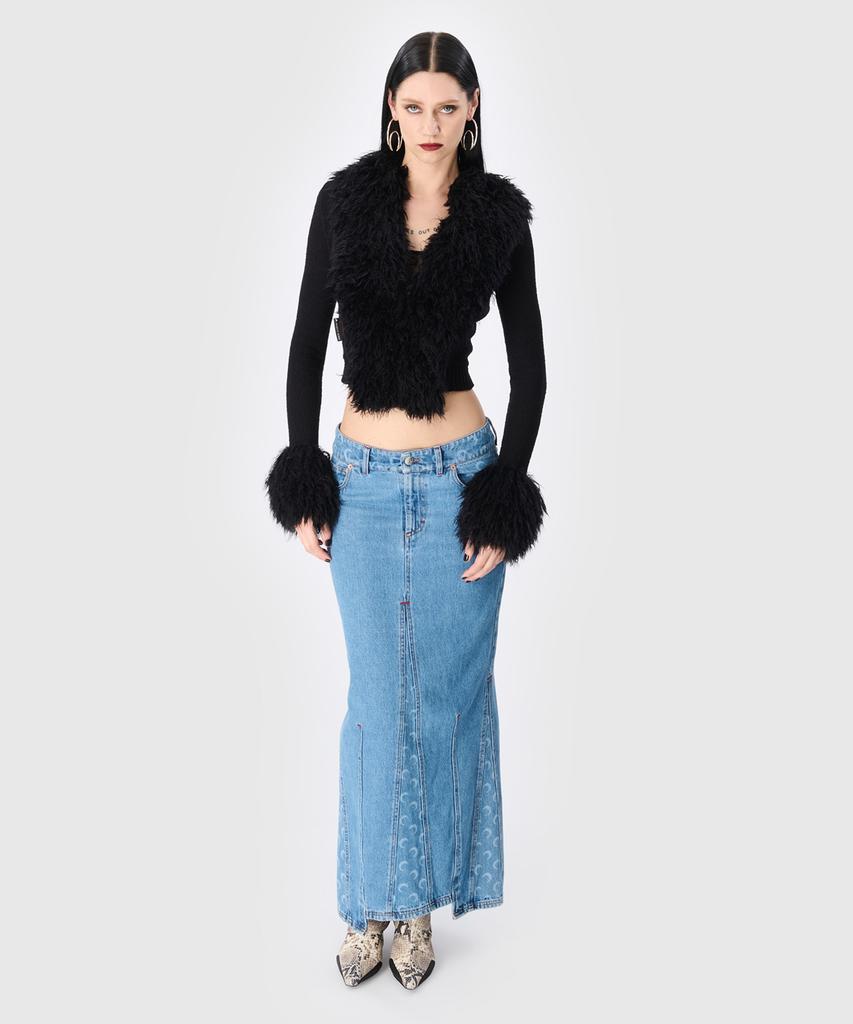 MARINE SERRE (W) Moon Laser Denim Long Skirt Light Blue