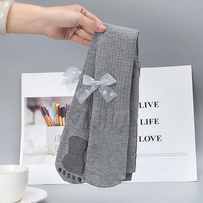 Girls' Cotton Cable Knit Bow Tights - Autumn/Winter Footed Leggings