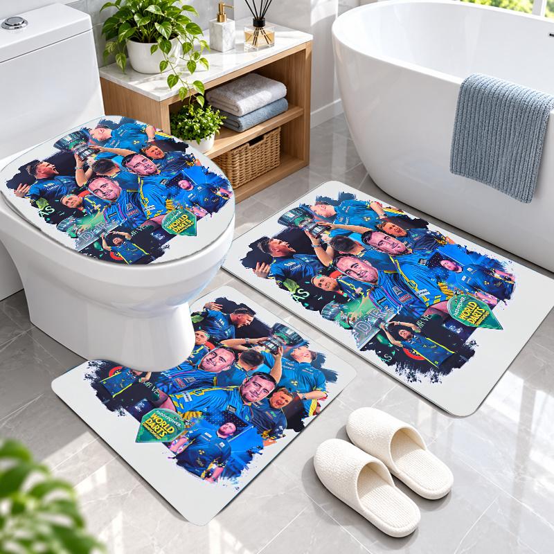 3Pcs Flannel Toilet Mat Set Luke Littler Bathroom Rug Bath Carpet Non Slip Home Decor