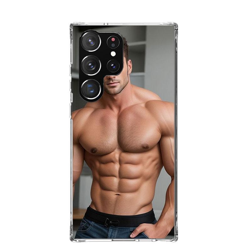 Sexy Muscle Man Gay Fitness Phone Case For Samsung Galaxy S25 Edge S24 S23 S22 S21 FE S20 Ultra S10 Plus + Art Customized Coque