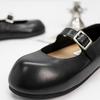 Fashion Women's Fashion Flat Shoes Spring New Round Head Shallow Mouth Metal Buckle A Word with Anti-slip Wear-resistant Single Shoes