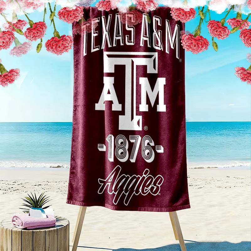 Texas A&M Aggies Print Beach Towel, Large Soft Quick Dry Towel for Beach Camping Swimming