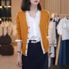 Luxury Knit Cardigan with Wood Ear Trim: Two-Piece Layered Women's Sweater for Autumn/Winter 2025