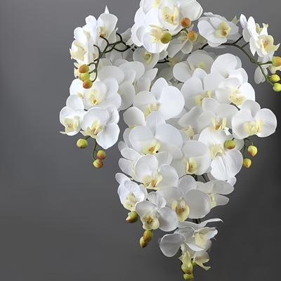 2Pcs 9-Head Flowers 38inch Artificial Butterfly Orchid Bouquet Artificial Flowers for Wedding Decoration Garden Home Room Decor