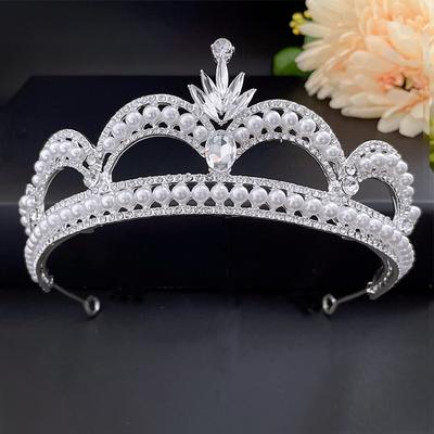Bridal Crown Tiara for Women Adult Gift  Super Fairy Crystal Crown Hair Ornaments Wedding White Gauze Styling Accessories