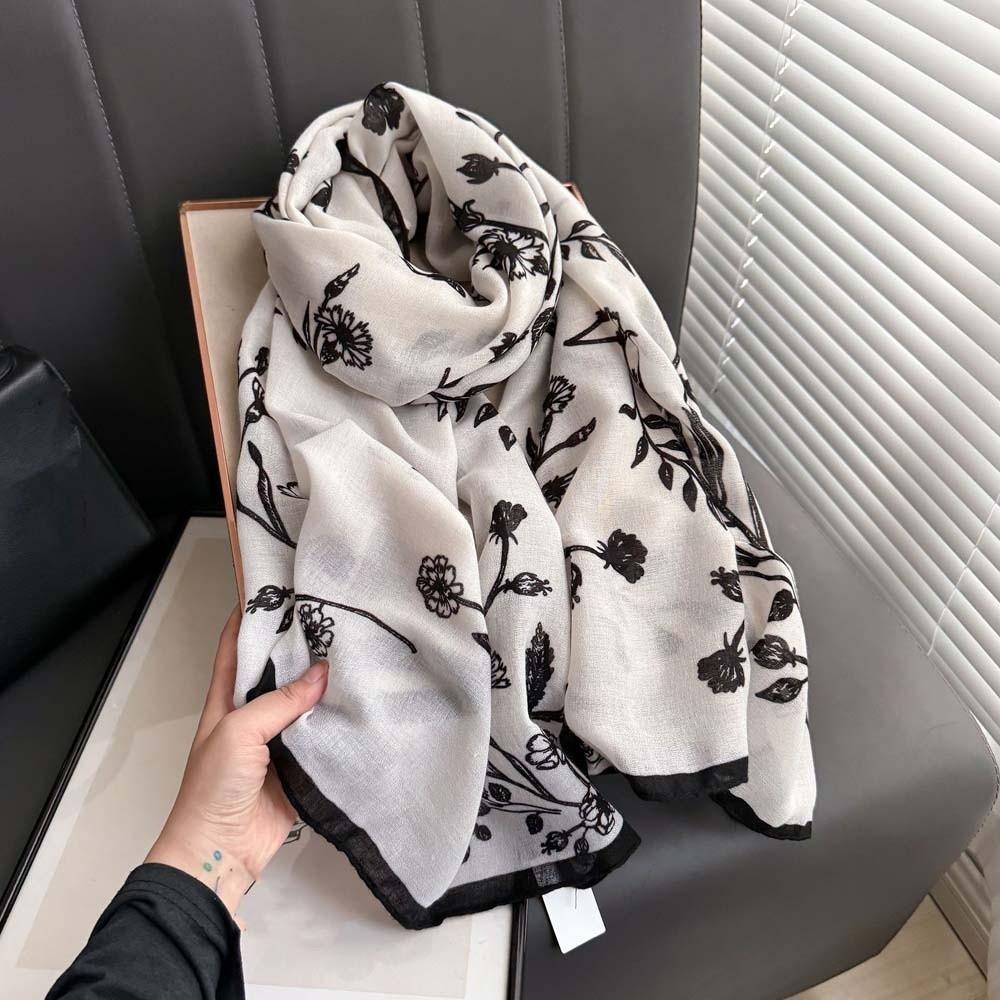 Breathable Thin Large Shawl Bird Patterned Sunscreen Headscarf Fashion Women Floral Scarf  Girls