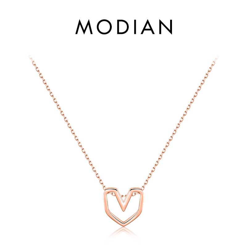 

Модиан серебряная линия сердце кулон настоящее серебро 925 пробы розовое золото цвет любовь ожерелья для женщин свадебные украшения аксессуары розового золота
