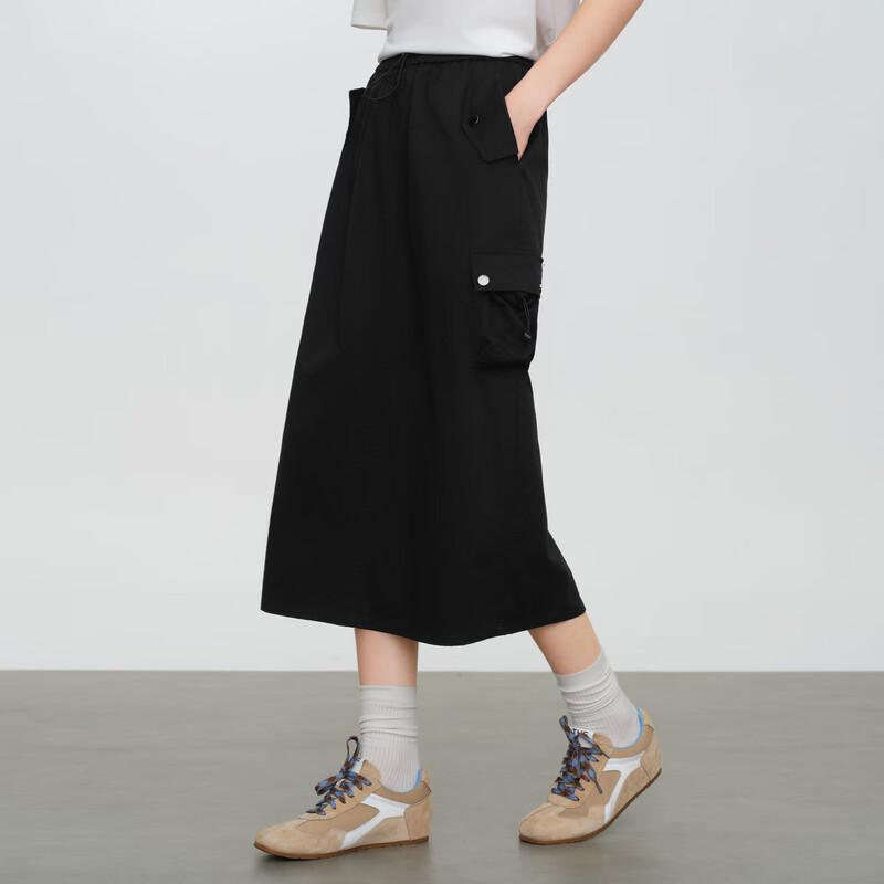Elva' Island Women's High-Waist A-Line Slit Midi Skirt