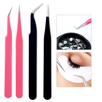 Gerade und gebogene Ellbogen-Nagelkunst Acryl-Gel Strasssteine Picking-Werkzeug Säurefeste Pinzette Edelstein-Dekor Wimpern DIY Nagelpinzette