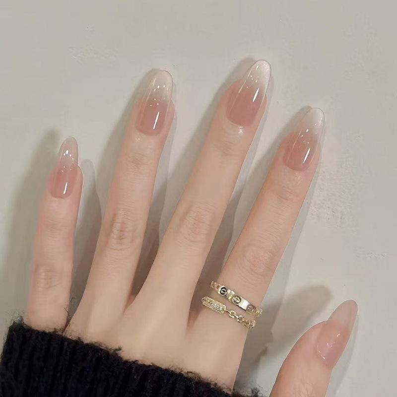 

Early Summer Crystal Cat Eye Gentle Manicure: High-Grade Oval Handmade Nail Stickers S (Fits 70% of people)