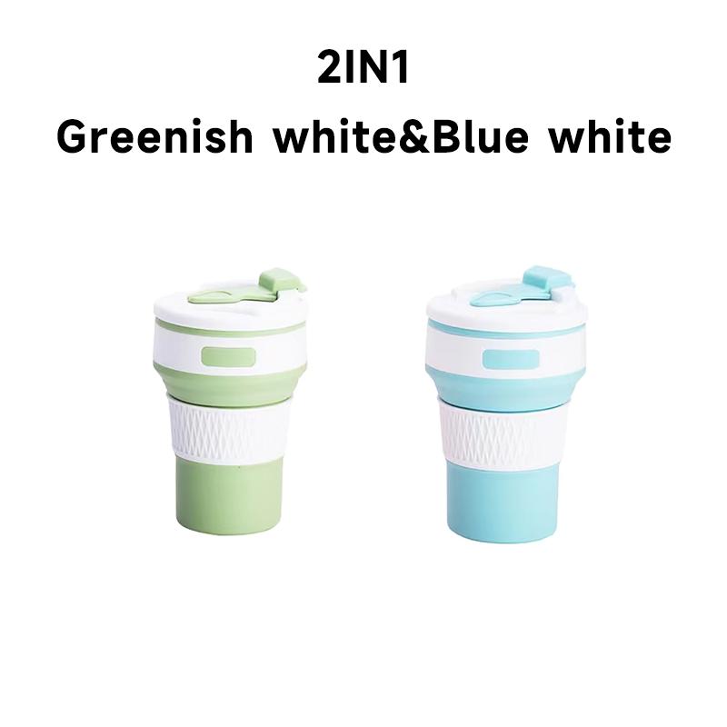 350ML/500ML Silicone Folding Cup Collapsible Mug With Cover Coffee Travel Outdoors Portable Water Drinking Tea Cups