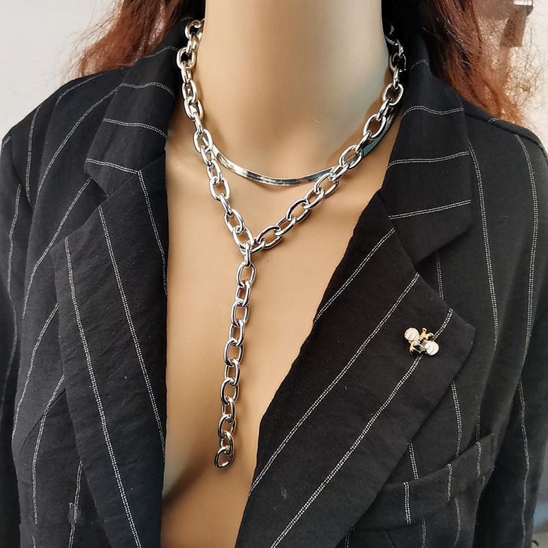 Punk Gothic Chunky Choker Necklace Collares Statement Hip Hop Rock Long Chain Necklaces Set Women Men Steampunk Jewelry