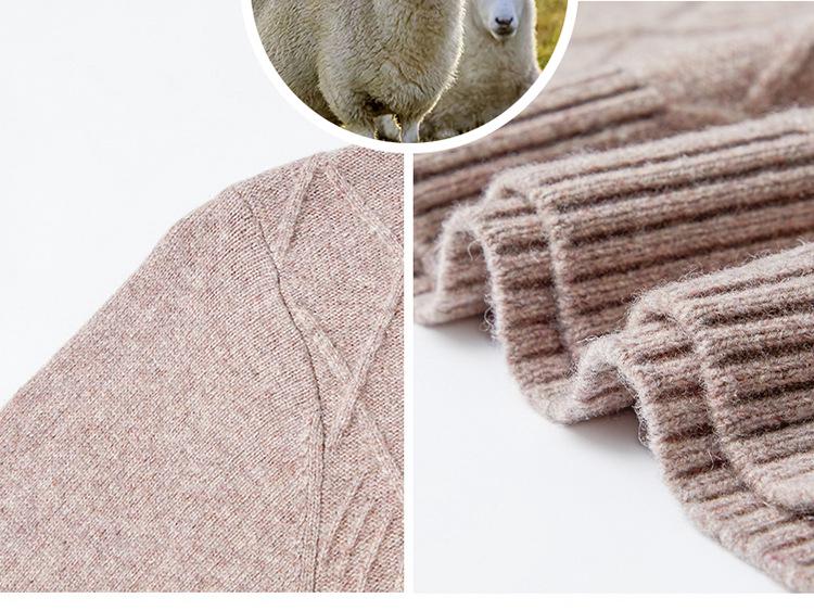 Men's 100% Wool Round Neck Winter Sweater, Casual Business Jacquard Knitwear