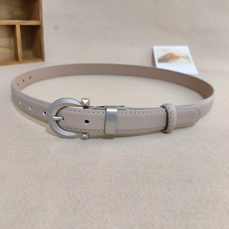 Trendy Women Solid Color Leather Belt With Metallic Buckle For Style Everyday