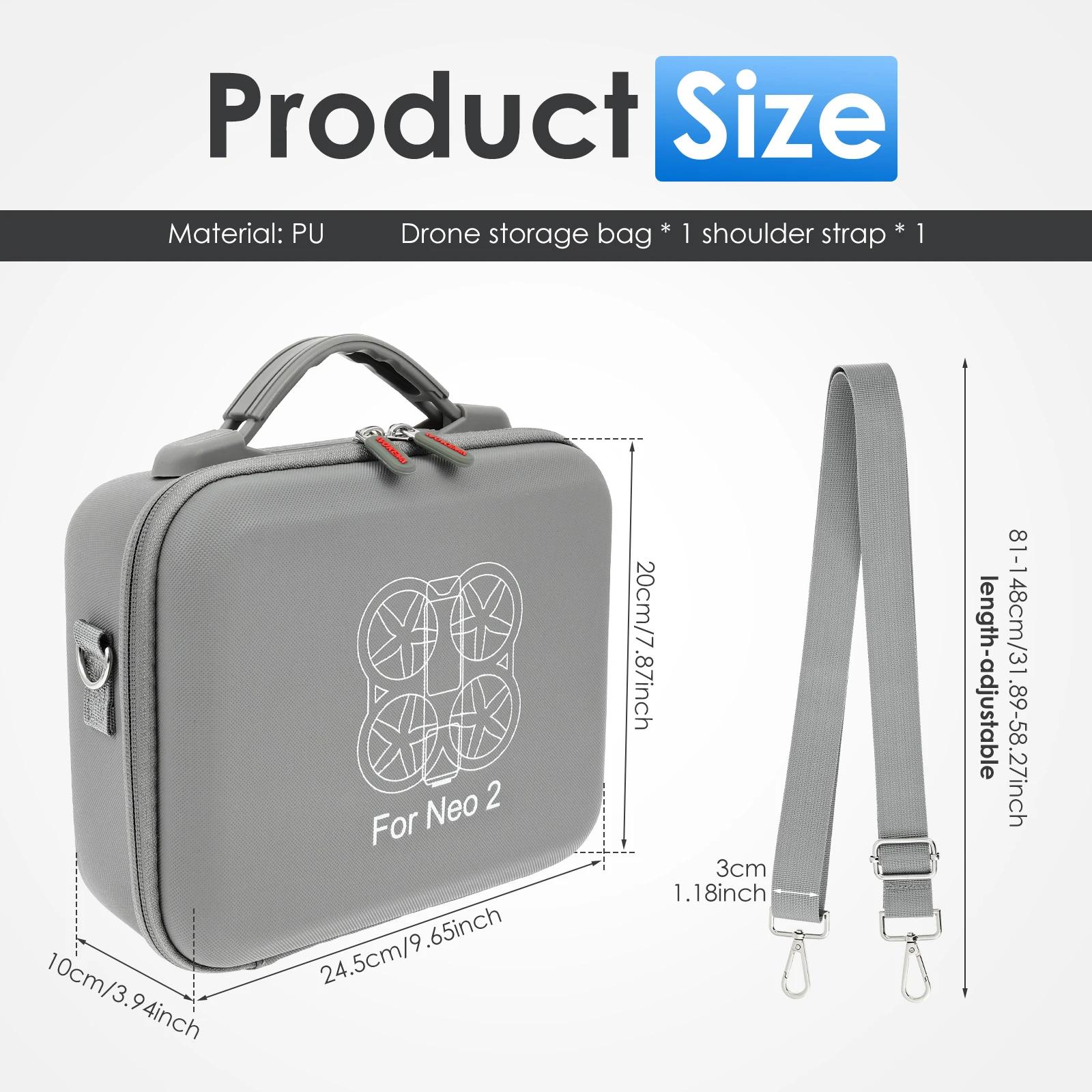

Carrying Shockproof Case For DJI NEO 2 Portable PU Shoulder Hand Bag for Neo 2 Drone and Smart Flight Batteries Accessories сірий