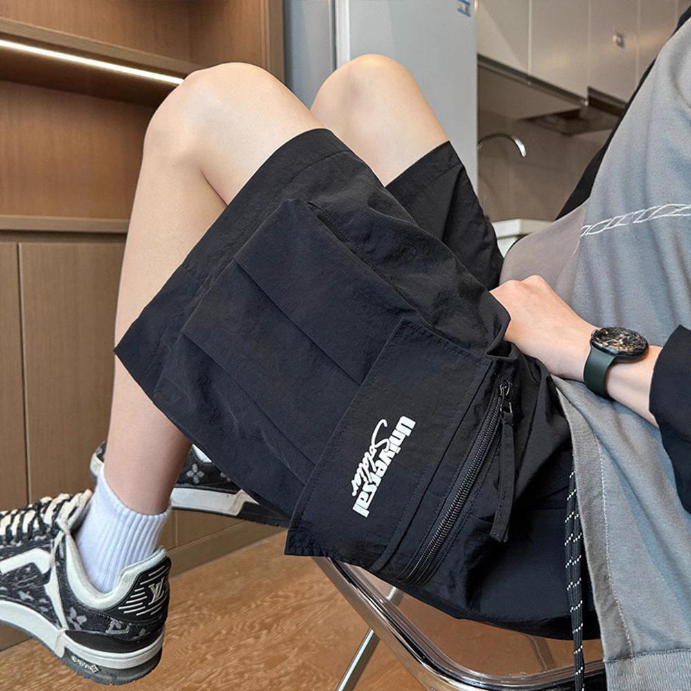 Japanese Work Shorts Men's Summer Thin Quick-drying Outside Wear Sports Casual Fashion High Arcade Functional Pocket Five-point Pants