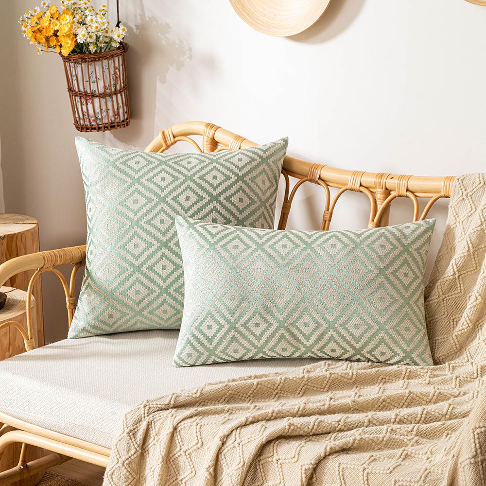 Double-sided Jacquard Pillow Case Nordic Braided Living Room Sofa Cushion Imitation Cotton Linen Simple Waffle Bedside Bench