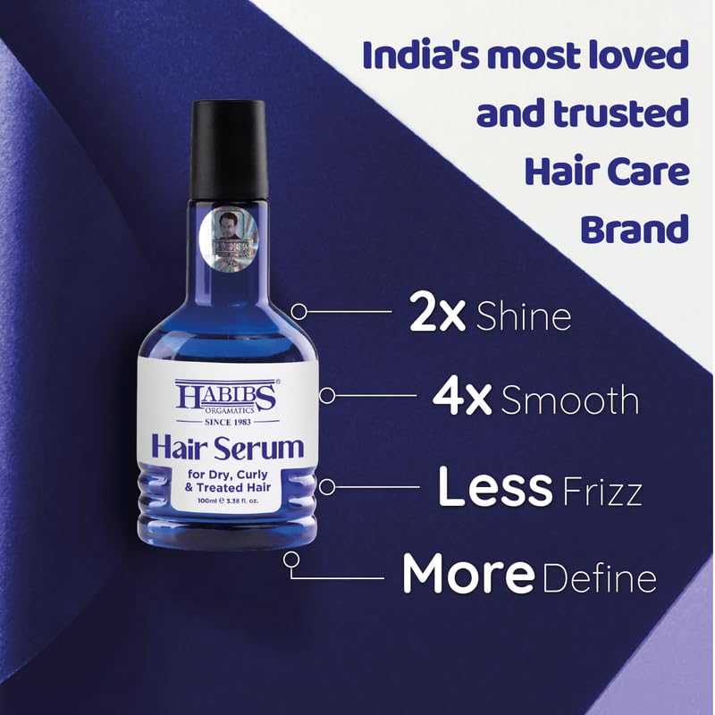 Habibs Orgamatics Hair Serum Dry Curly & Treated Hairs For Silky & Smooth Hair Tames Frizzy Hair Tangle Free & Frizz-Free Hair for all types of hair