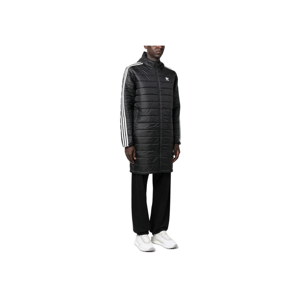 Adidas Originals Trefoil Logo Embroidered Stripe Mid-Length Jacket Men Outerwear Black HM2461