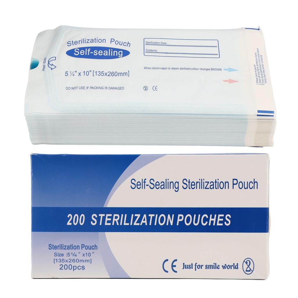 200 st Tandvård Självförseglingsbar Steriliseringspåse Trippel Värmeförsegling Förhindrar Rivning Autoklav
