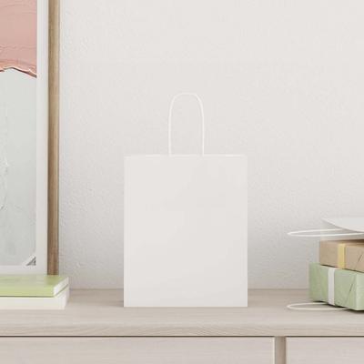 Paper Carrier Bags 250 Pcs with Handles White 18 X 8 X 22 Cm